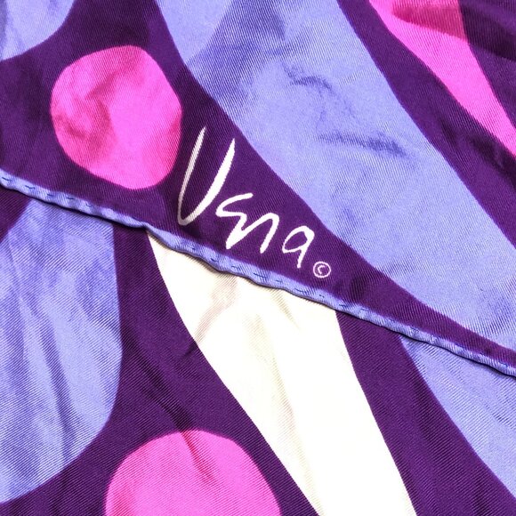 Vintage Vera Neumann Japanese Silk Scarf Pink Purple 60s 70s retro - Picture 3 of 7